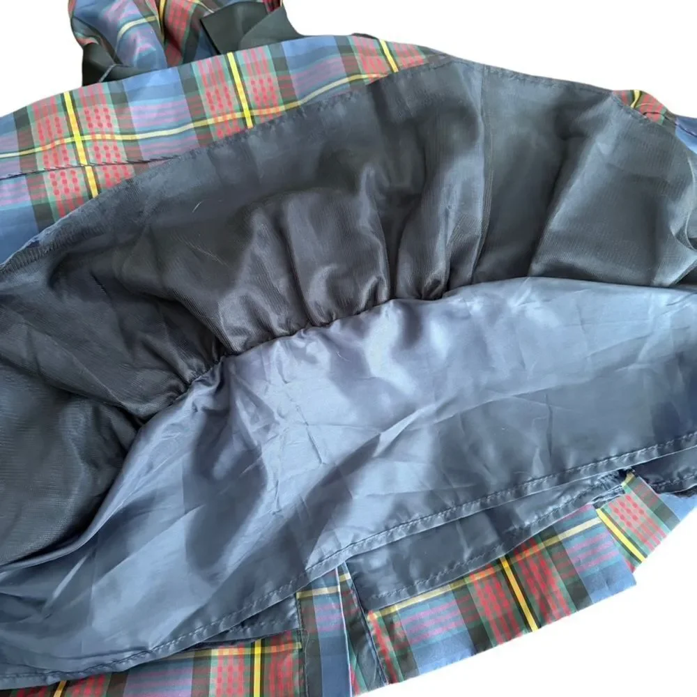 Ralph Lauren Dress Plaid Belted Ribbon Pockets 10